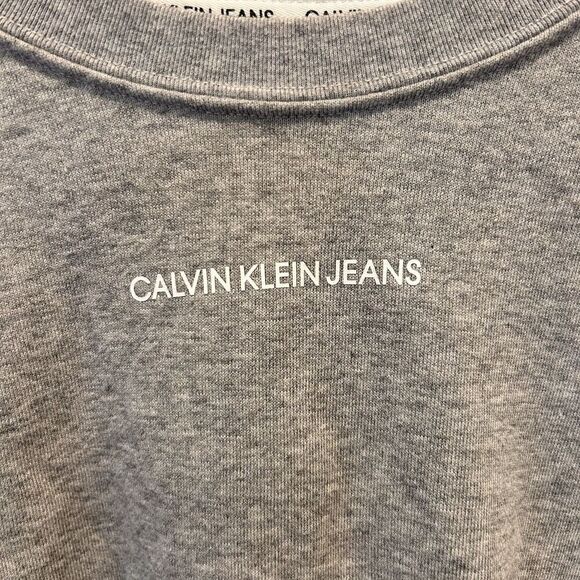 Calvin Klein Jeans Women’s Size Small Gray Sweatshirt Cropped Long Sleeve Boxy - Picture 2 of 6